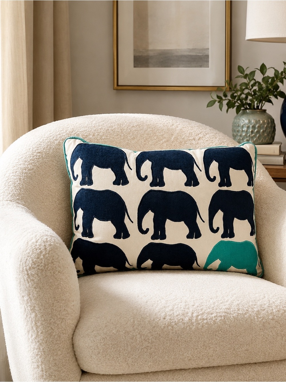 Elephant Ivory Throw Pillow